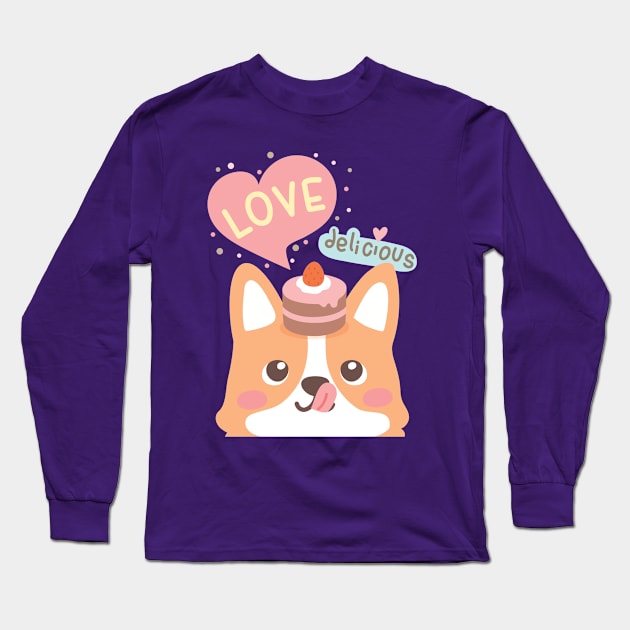 Corgi Cake Lover Long Sleeve T-Shirt by JKA